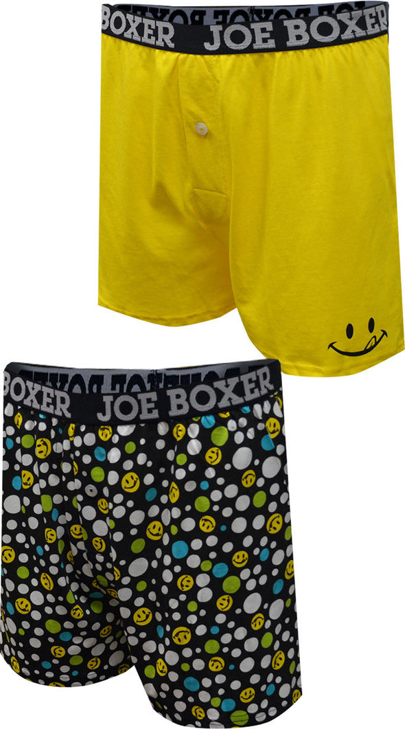 Joe Boxer Yellow Licky and Anthracite Bubbles 2 Pack Boxer Shorts