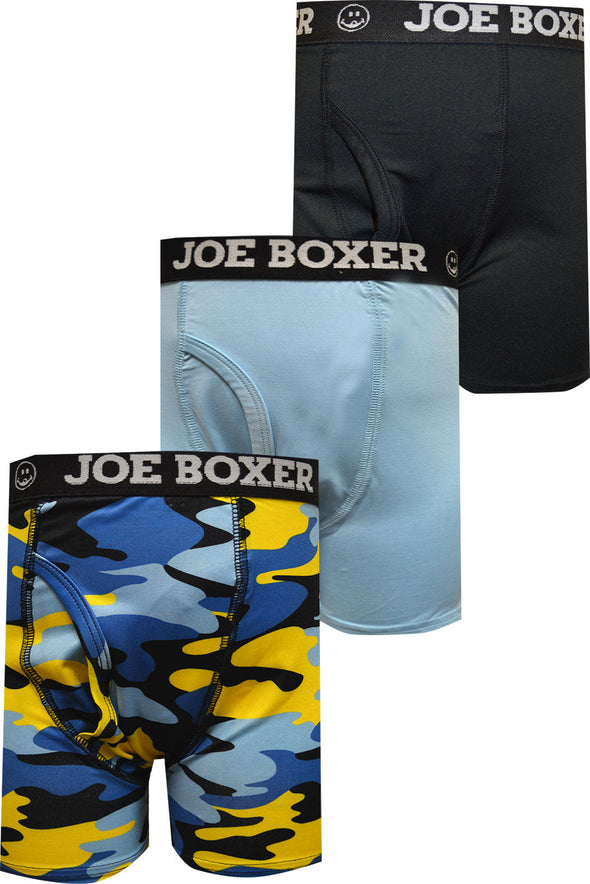 Joe Boxer Kids Blue Camo Performance Fabric 3 Pack Boxer Briefs