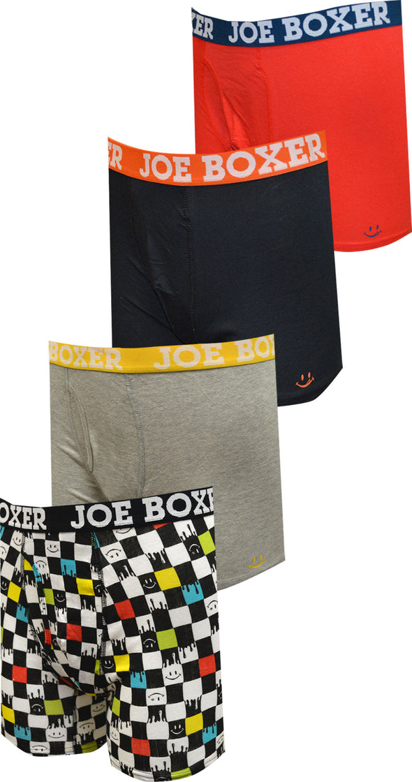 Joe Boxer Checker Melt and Solids Cotton 4 Pack Boxer Briefs