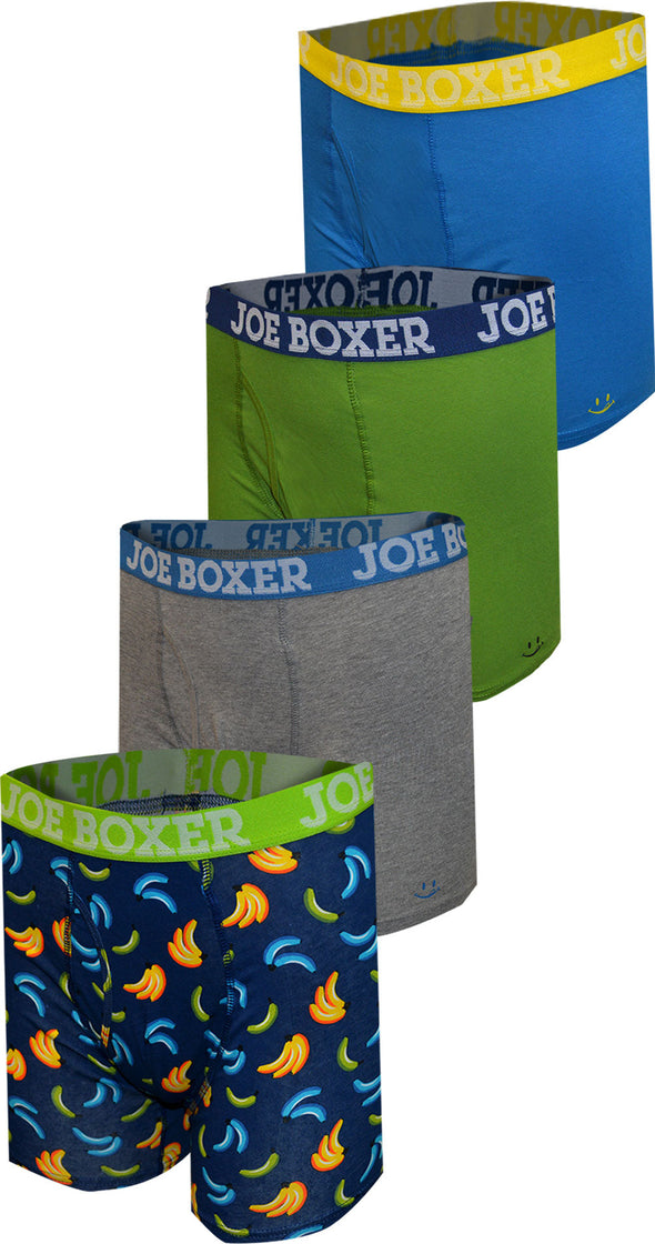 Joe Boxer Green and Blue Hues Cotton 4 Pack Boxer Briefs