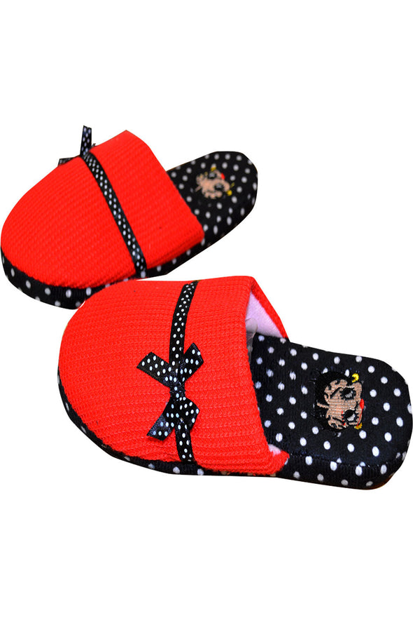 Betty Boop Red and Black Polka Dot Scuff Slippers