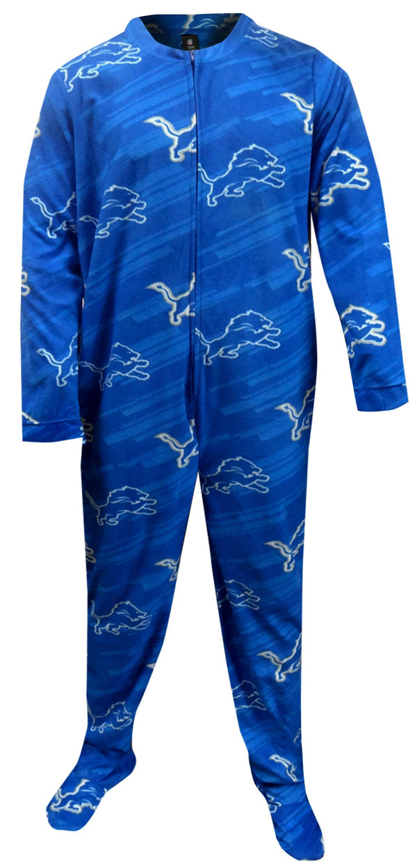 Detroit Lions Blue One Piece Footie Pajama
