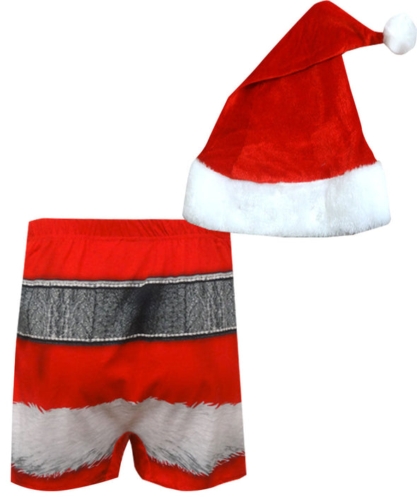 Santa's Christmas Boxer Shorts with Hat