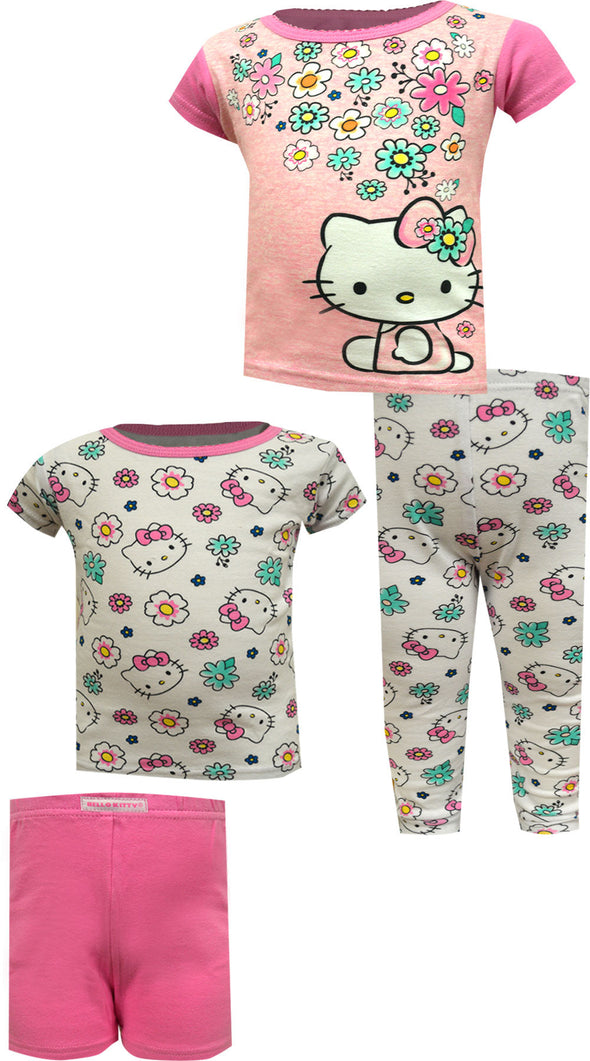 Hello Kitty Pretty Flowers Toddler Cotton 4 Piece Pajamas