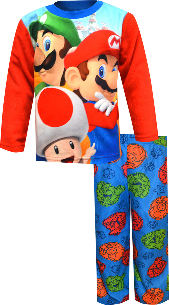 Super Mario with Luigi and Toad Cozy Fleece Pajamas