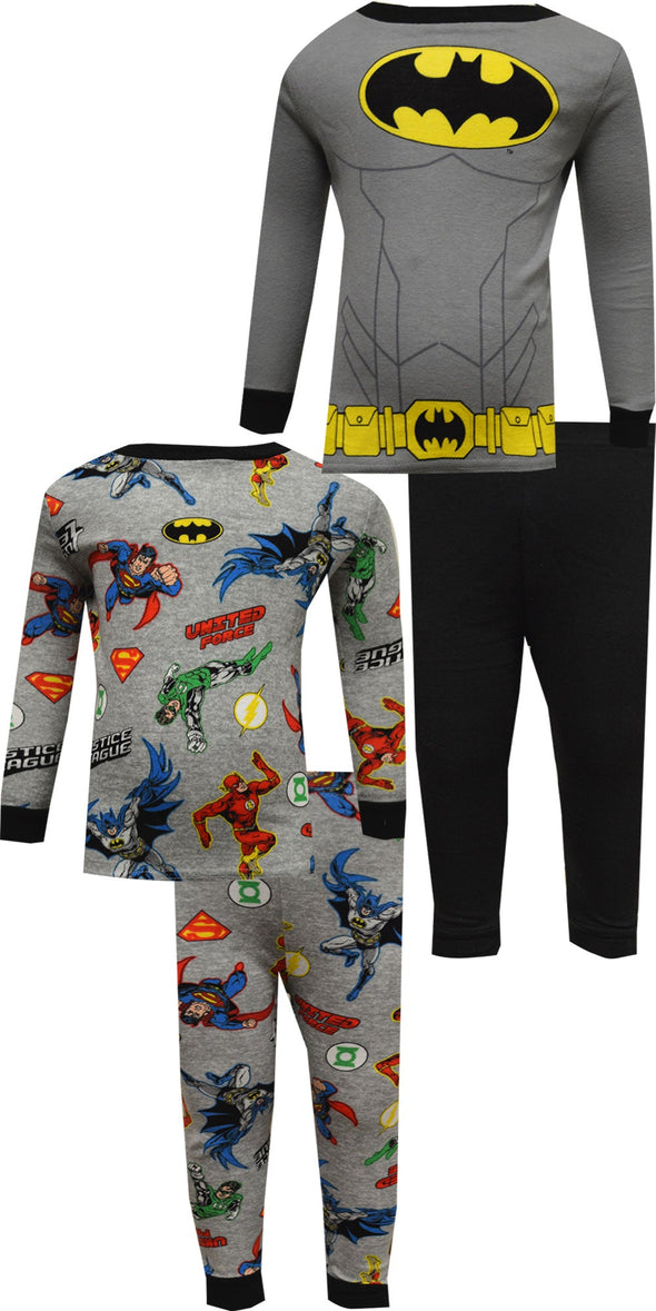 Batman and Friends Classic Long Sleeve Cotton 4 Piece Pajama