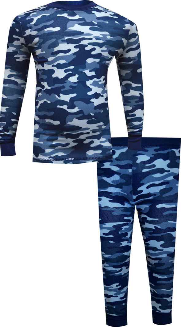 Blue Camo Super Cozy Long Sleeve Knit Pajamas
