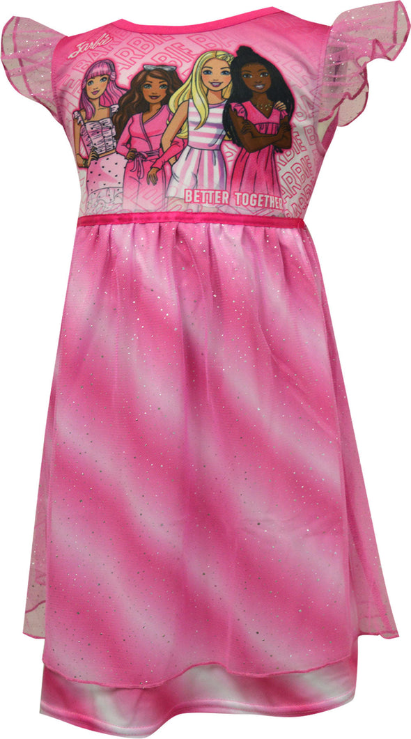 Barbie Pink Sparkle Better Together Dress Up Toddler Nightgown