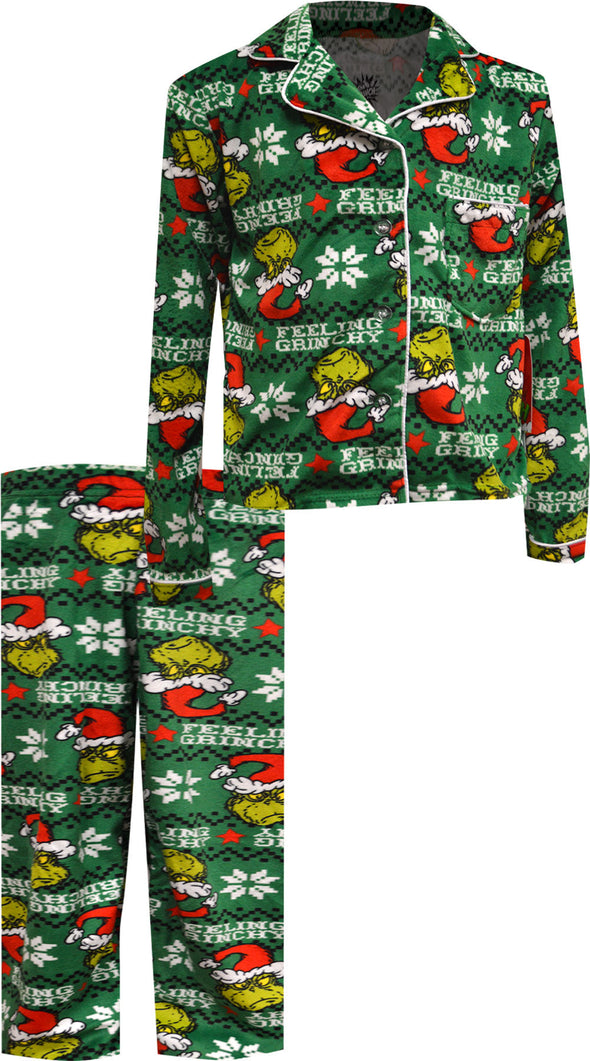 Dr. Seuss The Grinch Feeling Grinchy Ultra Soft Velour Pajamas