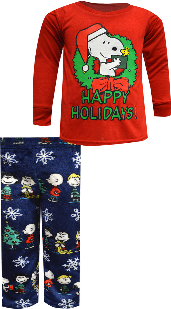 Peanuts Snoopy and Woodstock Happy Holidays Kids Pajama