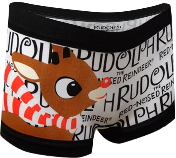 Rudolph the Red-Nosed Reindeer Black and White Boyshort Panty