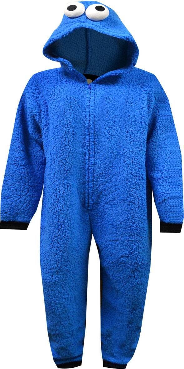 Sesame Street Cookie Monster Hooded Union Suit Mens Pajamas
