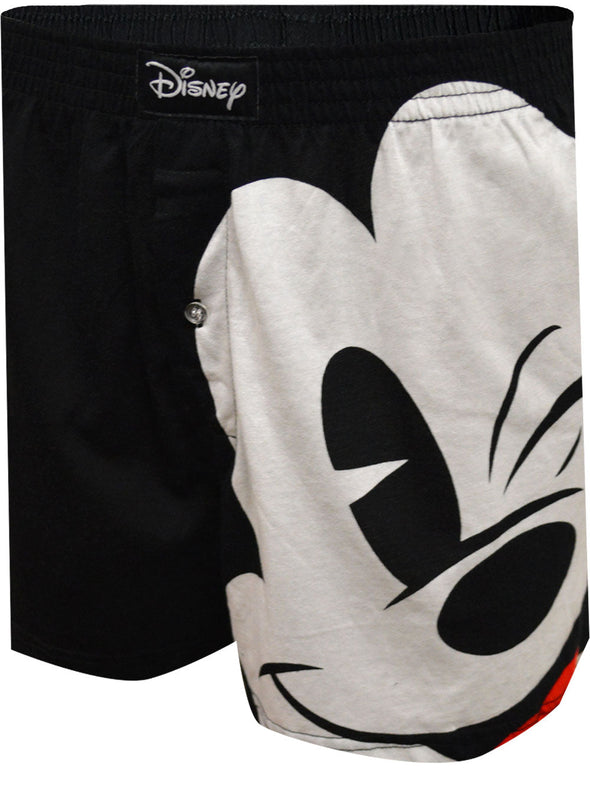 Disney's Mickey Mouse Big Wink Black Cotton Boxer Shorts