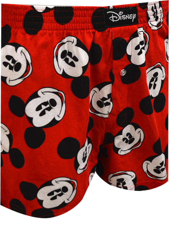 Disney's Mickey Mouse Heads All Over Print Red Cotton Boxer Shorts