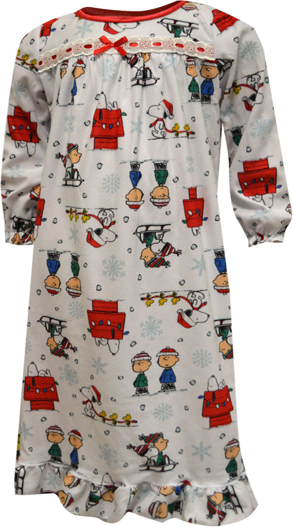 Peanuts Gang Charlie Brown Christmas Traditional Flannel Nightgown