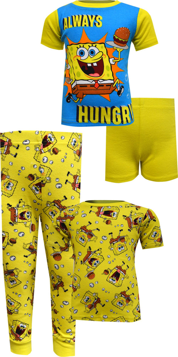 Spongebob Squarepants Always Hungry Cotton 4 Piece Pajamas