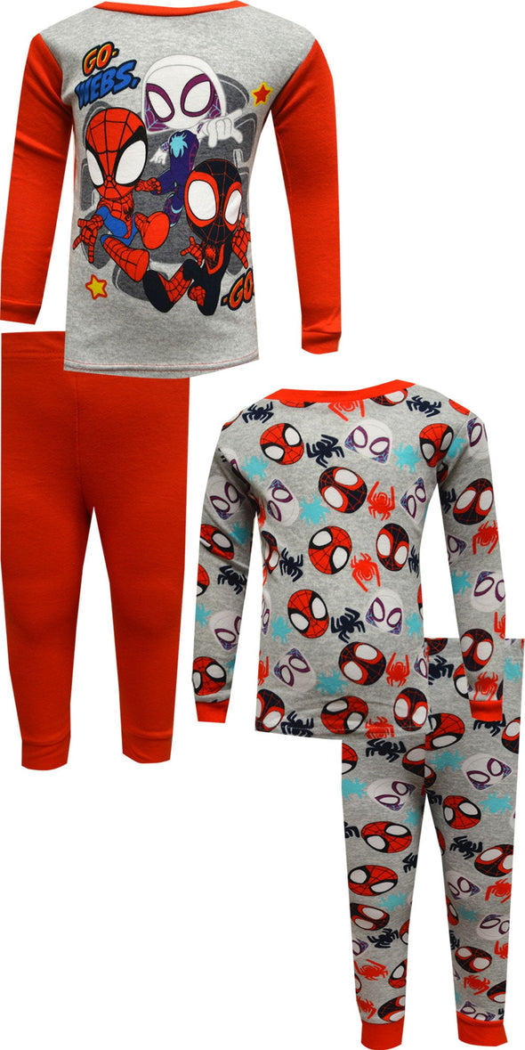 Marvel Comics Spiderman 4 Piece Cotton Toddler Pajamas