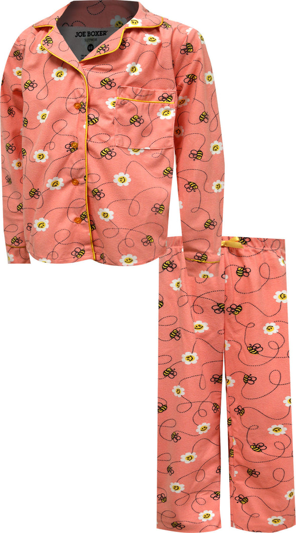 Joe Boxer Loungewear Busy as a Bee Girls Flannel Pajama