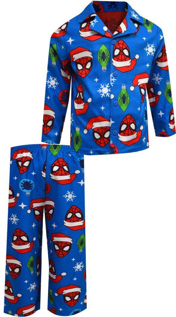 Spiderman Santa Christmas Traditional Style Flannel Toddler Pajama