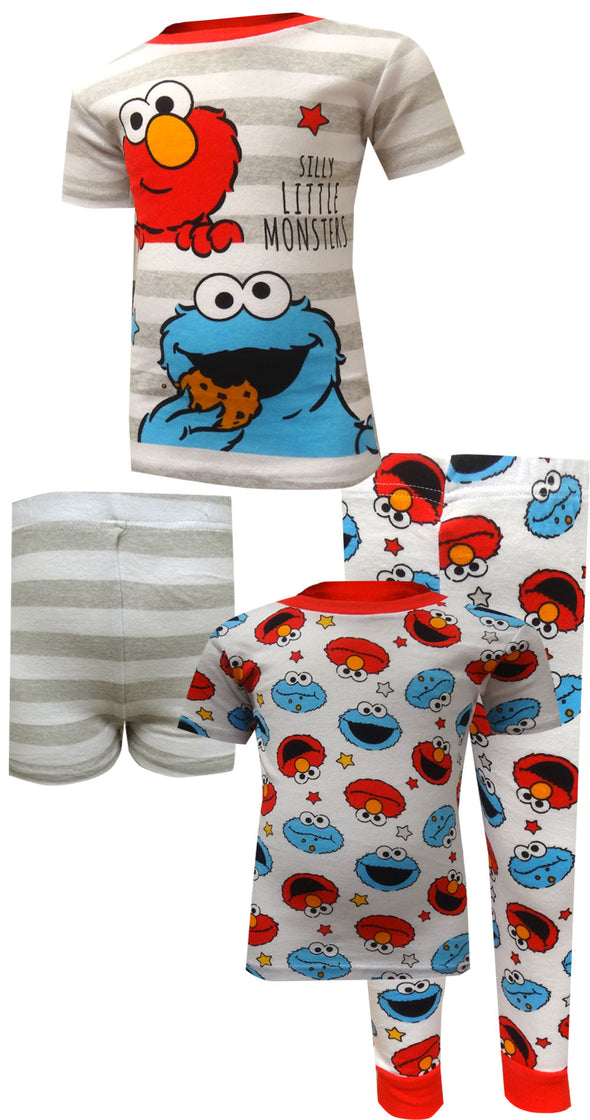 Sesame Street Elmo and Cookie Silly Monsters 4 Piece Pajama 12 Month