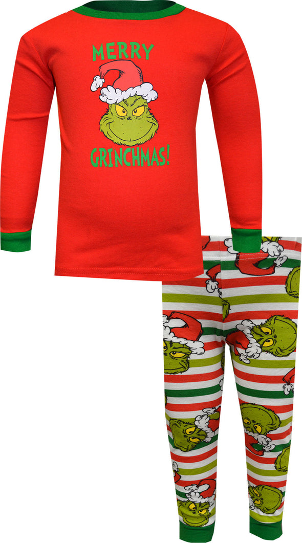 Dr. Seuss The Grinch Merry Grinchmas Striped Toddler Pajamas
