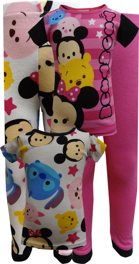 Disney Tsum Tsum Mickey, Stitch, Pooh and Minnie 4 Pc Pajama Sz 4