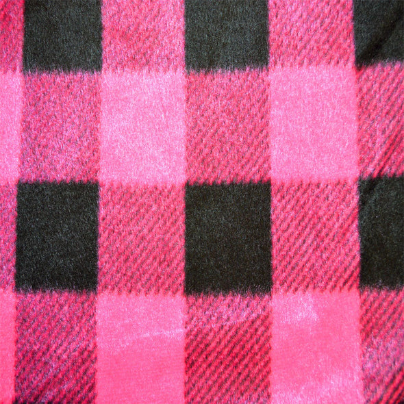 Hot Pink and Black Buffalo Plaid Plus Size Traditional Fleece Pajama