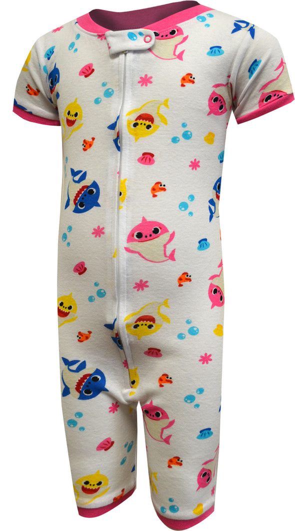 Baby Shark Cotton Toddler Girls Sleeper One Piece Pajamas