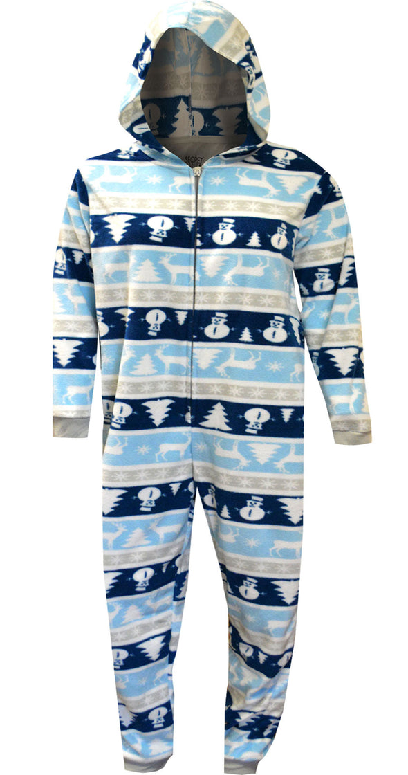 Chill Out Nordic Winter Kids One Peice Hooded Pajama with Drop Seat