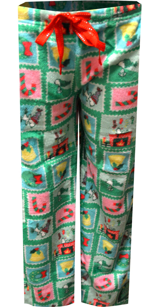 Peanuts Snoopy Christmas Stamps Silky Fleece Lounge Pant