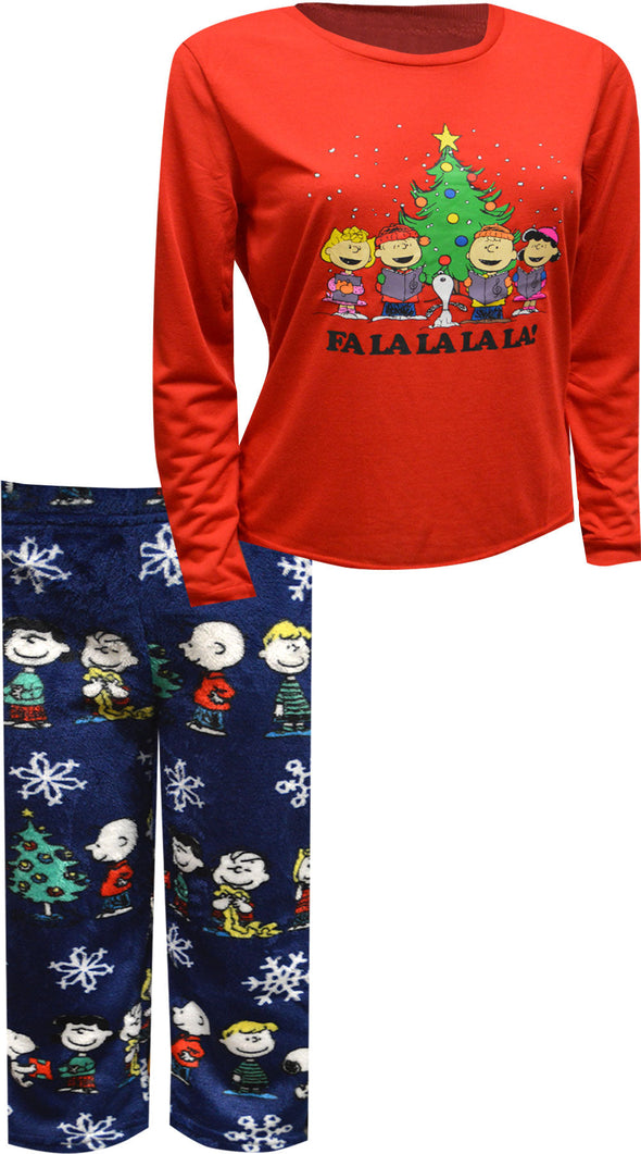 Peanuts Crew Fa La La Christmas Ladies Pajama Set