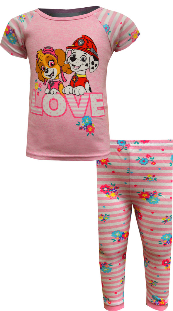 Paw Patrol Pink Puppy Love Toddler Pajamas Size 2T