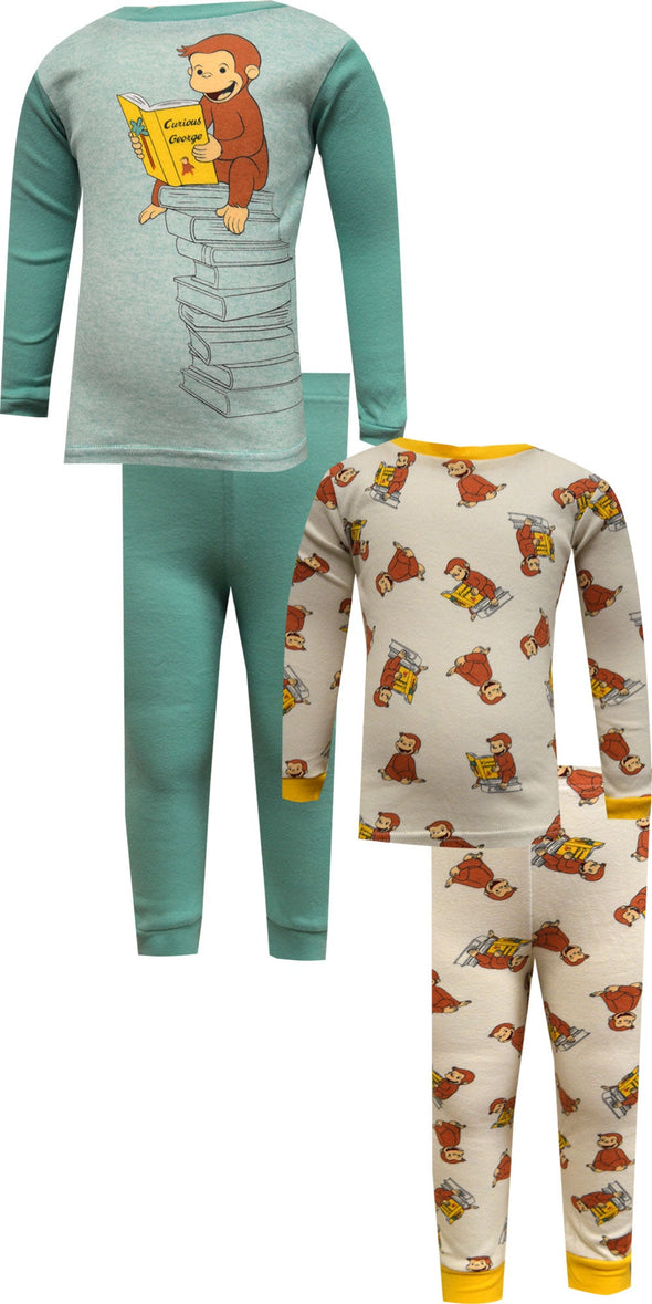 Curious George Loves To Read Toddler 4 Piece Cotton Pajamas