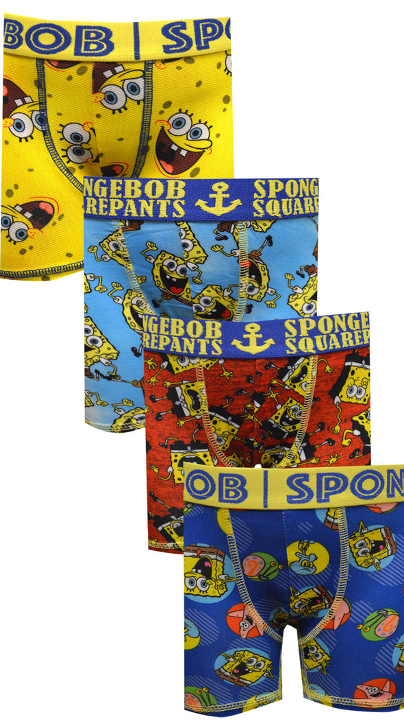Spongebob and His Friends Boys 4 Pack Athletic Boxer Briefs