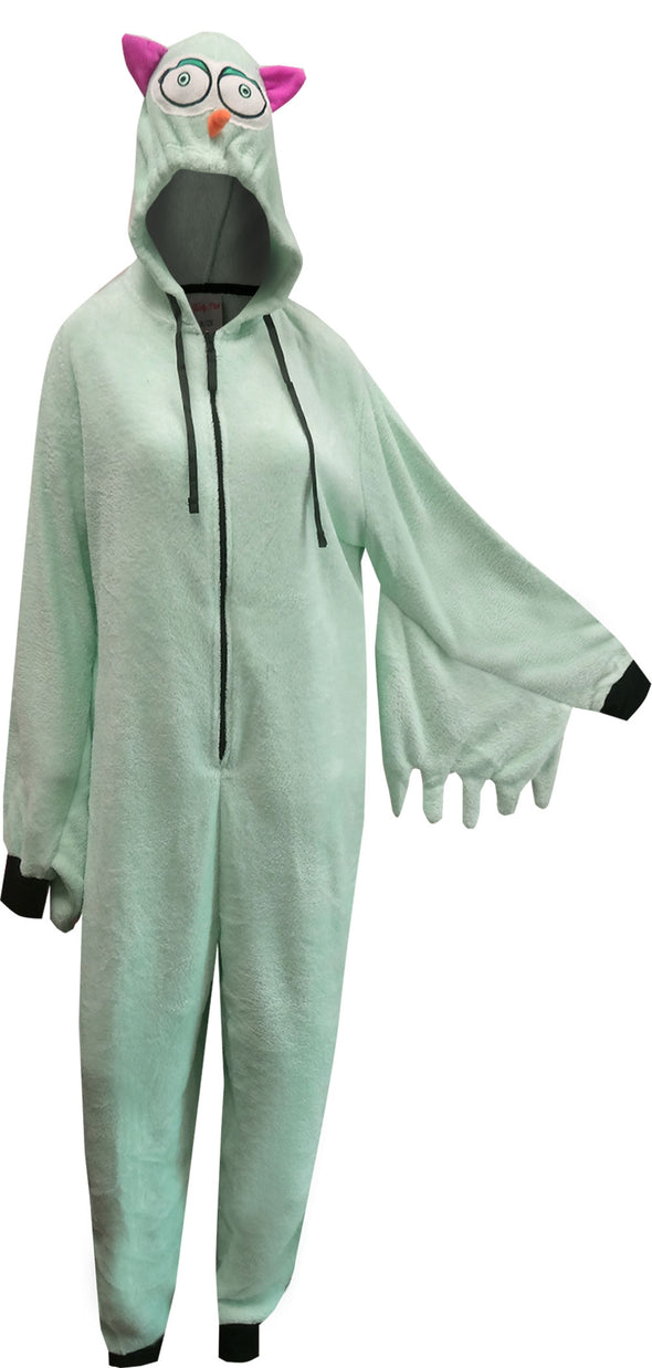 Owl Mint Green Plush Hooded Onesie Pajama
