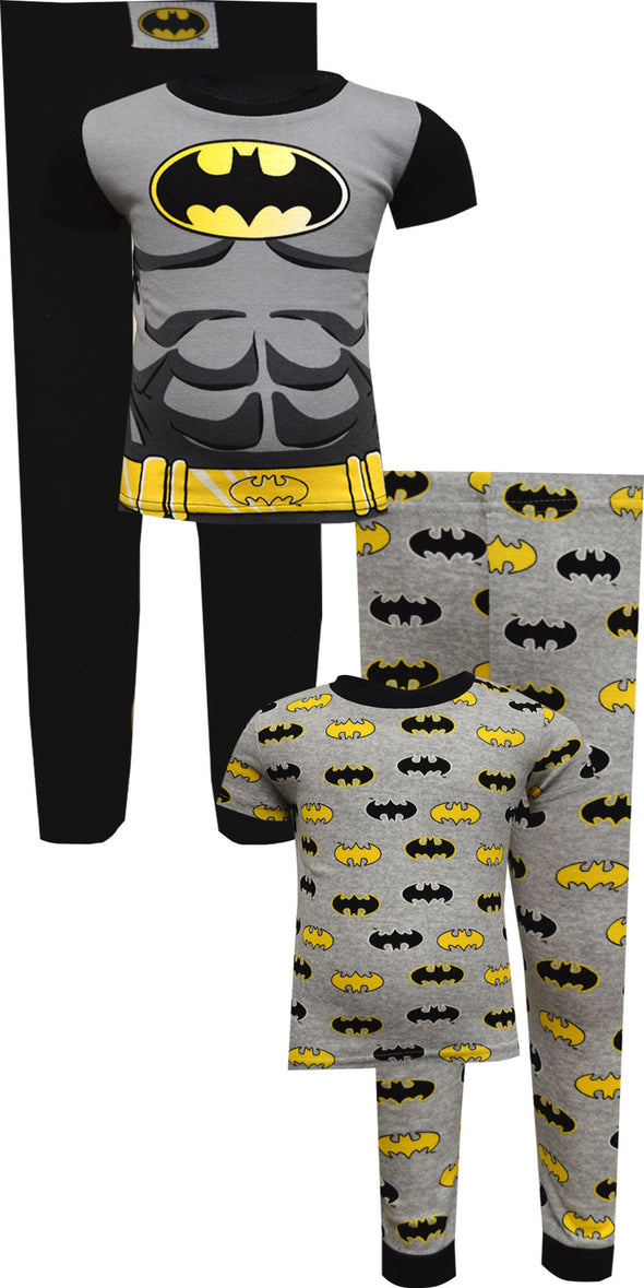 Batman Classic Suit and Logo Cotton 4 Piece Toddler Pajama