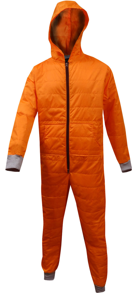 Insulated Super Warm Orange Hooded Onesie Pajama