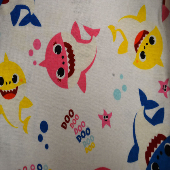 Baby Shark Girls Turquoise 4 Piece Cotton Infant Pajamas